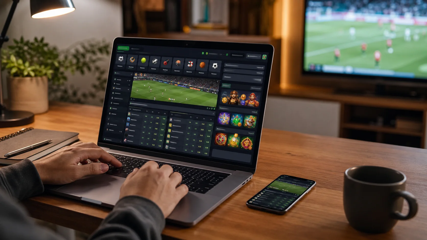 Plataforma gbets em notebook e celular com apostas esportivas e cassino online